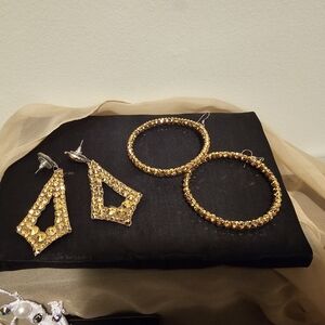 Elegant Gold Hoop and Drop Earrings Set